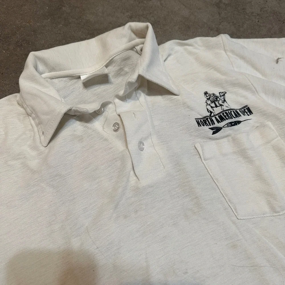 Stedman Polo Shirt Men M White 1982 North American Open Dart Tournament‎ Vintage